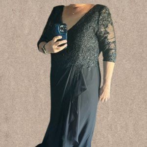 JJ House, Black Mother of the Bride Lace, beaded gown